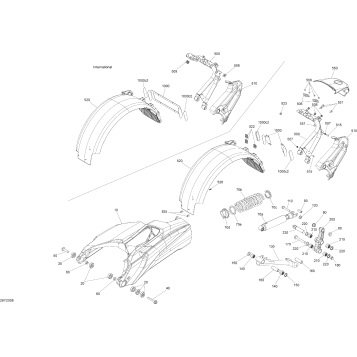 08- Suspension, Rear - STD - Swing Arm - Shock - Fender