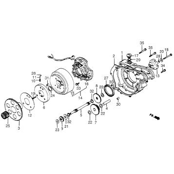 LEFT CRANKCASE COVER + ALTERNATOR