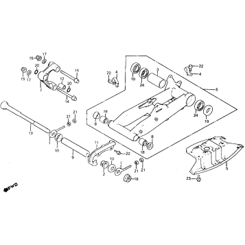 SWINGARM + ENGINE PROTECTOR 84-85