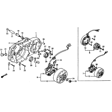 LEFT CRANKCASE COVER + ALTERNATOR