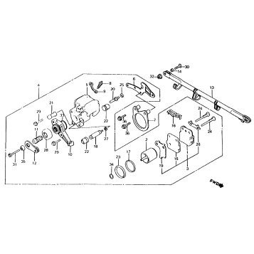 REAR BRAKE CALIPER 83-84