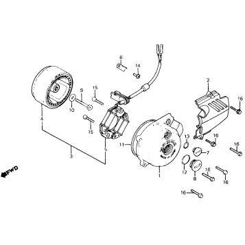 LEFT CRANKCASE COVER + ALTERNATOR