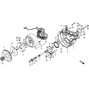 LEFT CRANKCASE COVER + ALTERNATOR