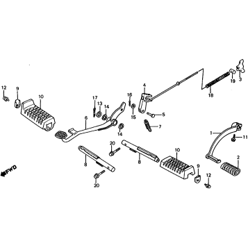 FOOTPEGS + GEARSHIFT PEDAL + BRAKE PEDAL
