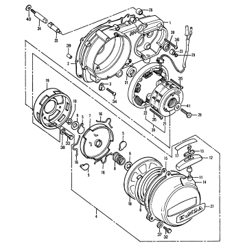 LEFT CRANKCASE COVER + ALTERNATOR + STARTER