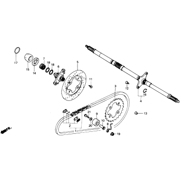 REAR WHEEL AXLE