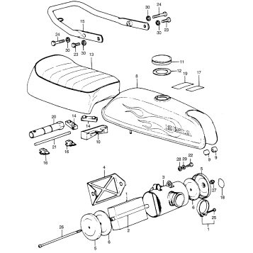 FUEL TANK + SEAT + AIR CLEANER