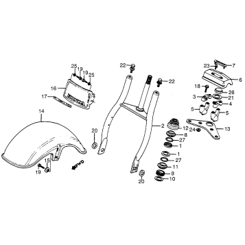 FRONT FENDER + FRONT FORK 83-85