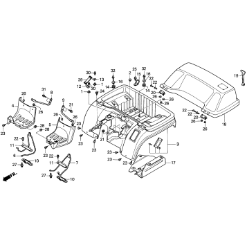 TRX 200 REAR FENDER 90-91