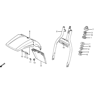 FRONT FENDER + FRONT FORK