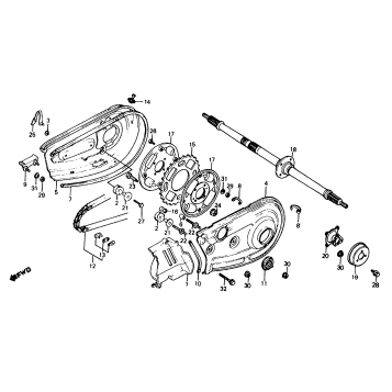 ATC185S REAR WHEEL AXLE + CHAIN CASE