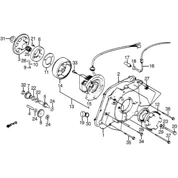 LEFT CRANKCASE COVER + ALTERNATOR