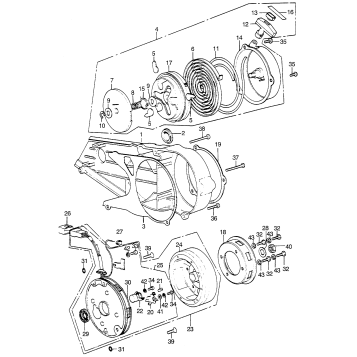LEFT CRANKCASE COVER + ALTERNATOR + RECOIL STARTER