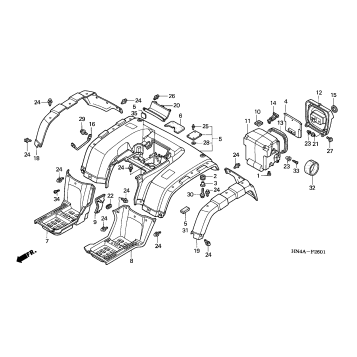 REAR FENDER (TRX350TE/FE)
