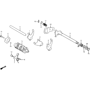 GEARSHIFT DRUM + GEARSHIFT FORK