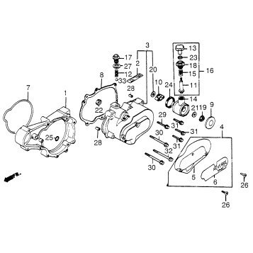 LEFT COVER SPACER + SUB-TRANSMISSION COVER