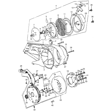 LEFT CRANKSHAFT COVER + ALTERNATOR + RECOIL STARTER