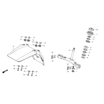 FRONT FENDER + STEERING STEM