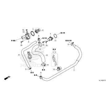 WATER HOSE@THERMOSTAT