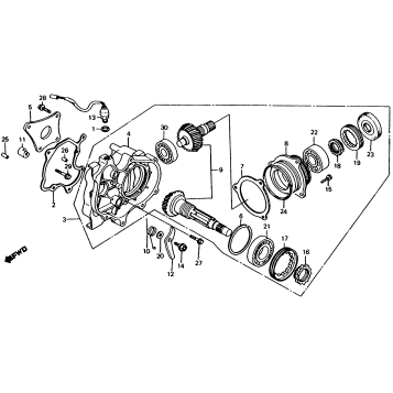 SIDE GEAR CASE + GROSS SHAFT