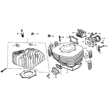 CYLINDER + CYLINDER HEAD + INLET PIPE