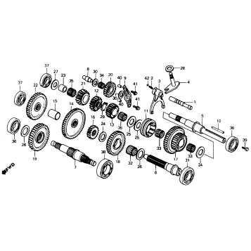REDUCTION PRIMARY SHAFT + COUNTERSHAFT