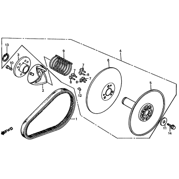 DRIVEN PULLEY + VARIABLE SPEED BELT