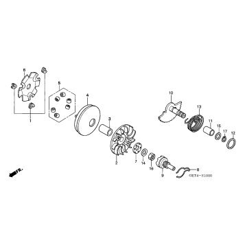DRIVE FACE + KICK STARTER SPINDLE
