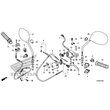 HANDLE LEVER + SWITCH + CABLE + MIRROR