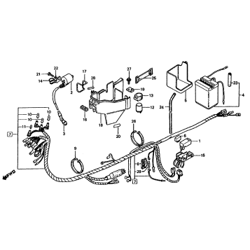 WIRE HARNESS + IGNITION COIL + BATTERY