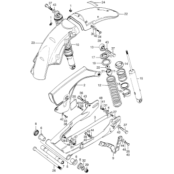 SWINGARM + REAR SHOCK ABSORBER + REAR FENDER