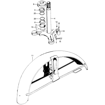 CB100 STEERING STEM + FRONT FENDER K2