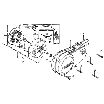 LEFT CRANKCASE COVER + ALTERNATOR