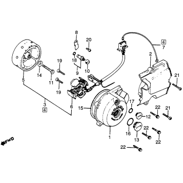 LEFT CRANKCASE COVER + ALTERNATOR 81-82
