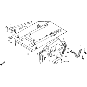 XL100S SWINGARM + CHAIN GUARD 81-85