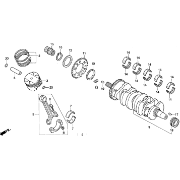 CRANKSHAFT + PISTON + RINGS