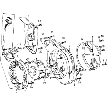 LEFT CRANKCASE COVER + ALTERNATOR