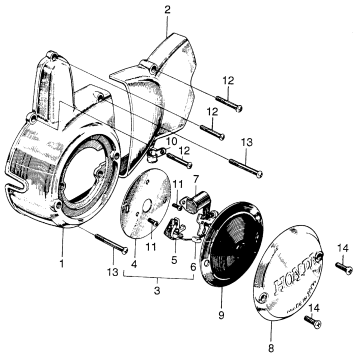 LEFT CRANKCASE COVER + POINTS