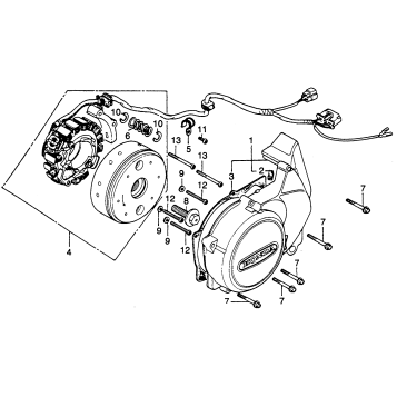 LEFT CRANKCASE COVER + ALTERNATOR