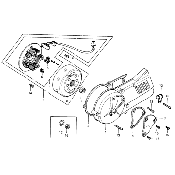 LEFT CRANKCASE COVER + ALTERNATOR