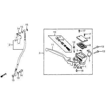 FR. BRAKE MASTER CYL. + BRAKE LEVER