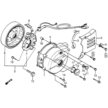 LEFT CRANKCASE COVER + ALTERNATOR