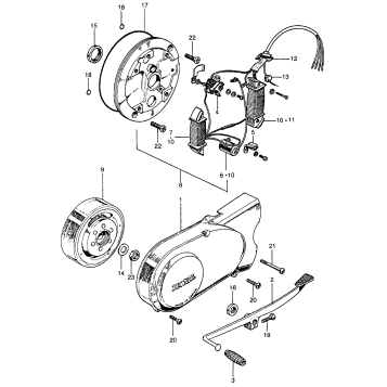 LEFT CRANKCASE COVER + ALTERNATOR