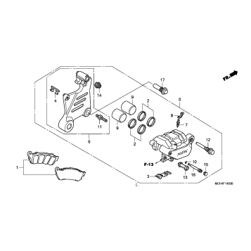 REAR BRAKE CALIPER ('02-'04)