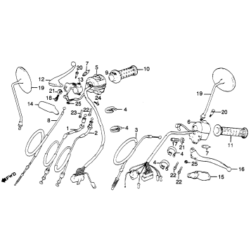 CM450E CONTROL LEVERS + SWITCHES + CABLES