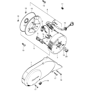 LEFT CRANKCASE COVER + ALTERNATOR