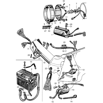 HEADLIGHT + BATTERY + WIRE HARNESS