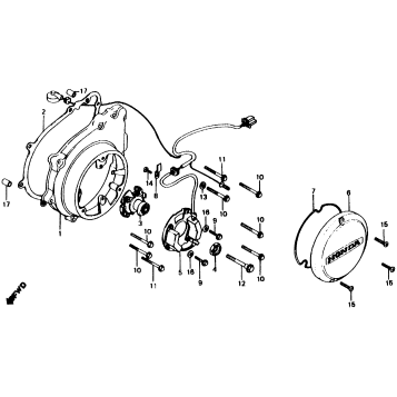 LEFT CRANKCASE COVER + SPARK ADVANCER