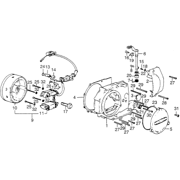 LEFT CRANKCASE COVER + ALTERNATOR