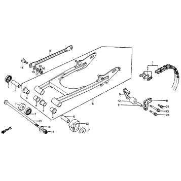 SWINGARM + DRIVE CHAIN 80-81